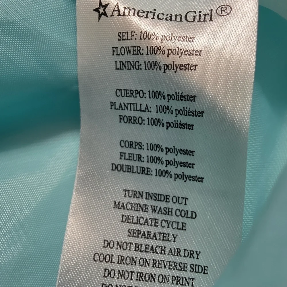 552. American Girl Pleats & Petals Aqua Pleated Dress - Girls Size 5